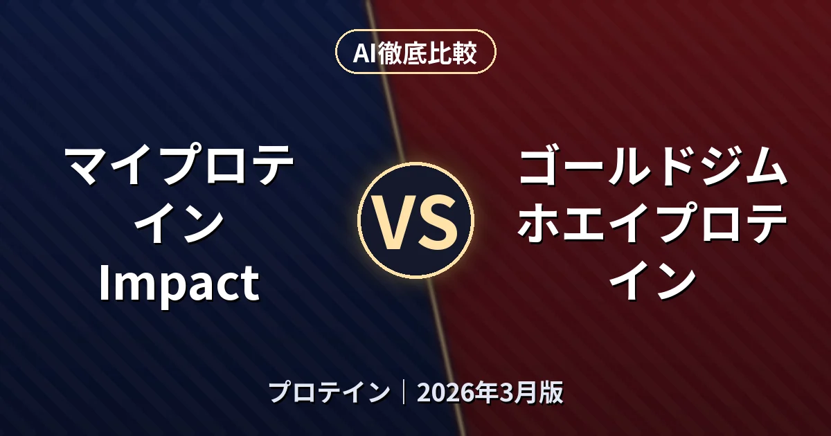 マイプロテイン Impact vs ゴールドジム ホエイプロテイン|プロテインAI徹底比較 (2026年3月版)