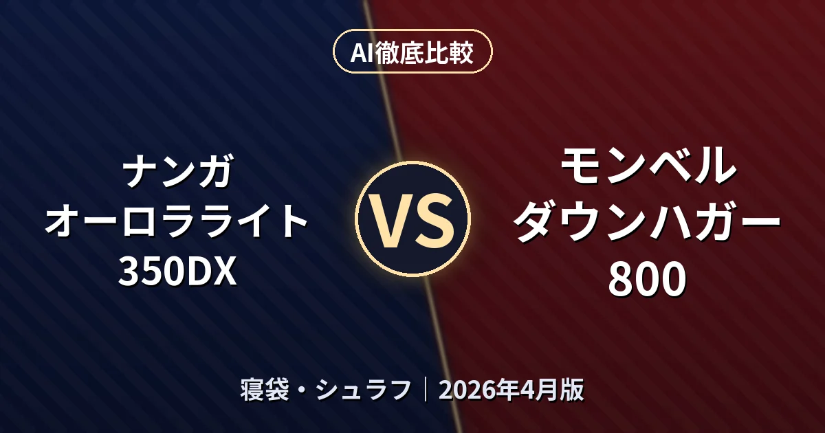 ナンガ オーロラライト 350DX vs モンベル ダウンハガー 800|寝袋・シュラフAI徹底比較 (2026年4月版)