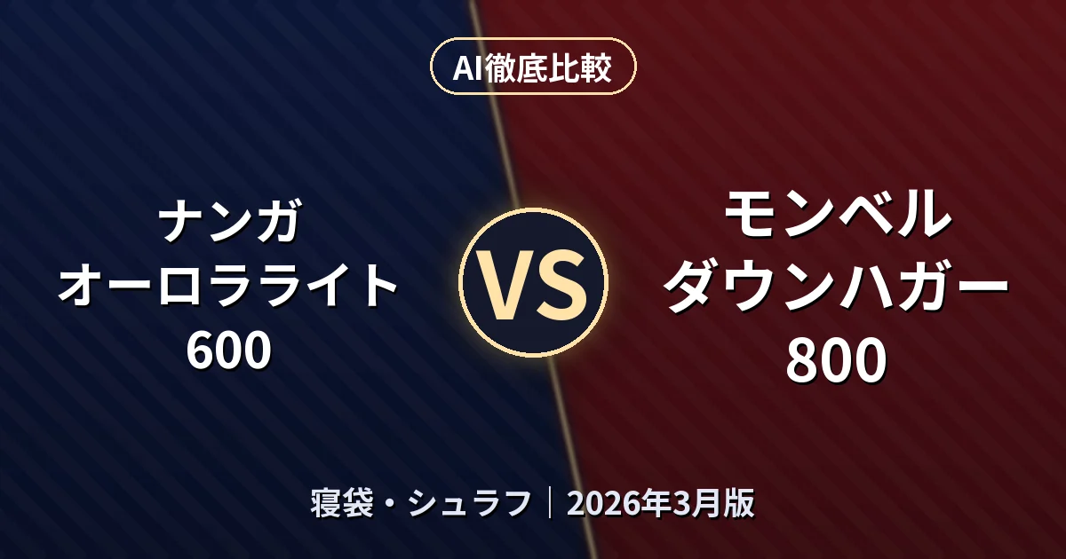ナンガ オーロラライト 600 vs モンベル ダウンハガー 800|寝袋・シュラフAI徹底比較 (2026年3月版)